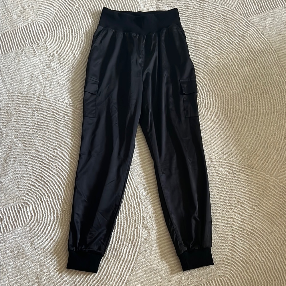 Black Satin Ankle Pants